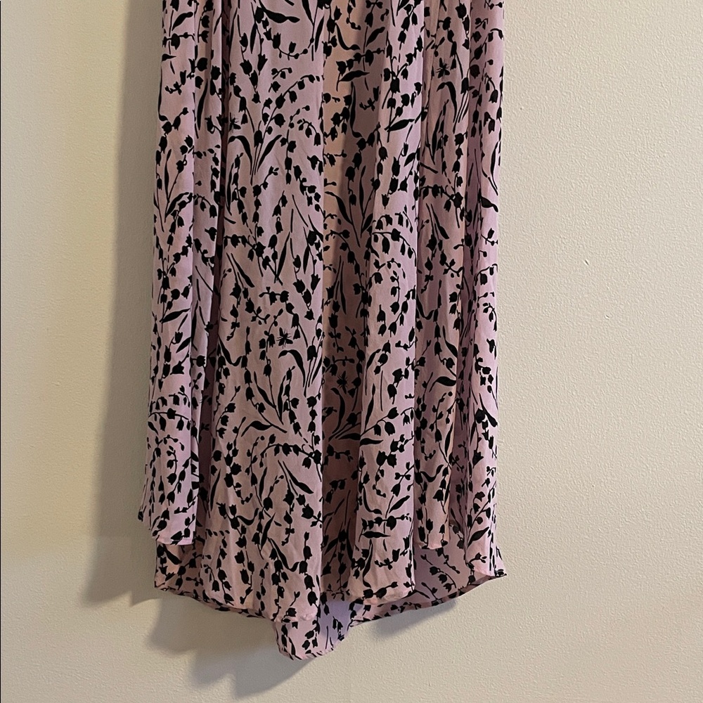 ✨Maje✨Rivara 100% Silk Floral Midi Dress sz Large Surplice Ruffle - Picture 8 of 15